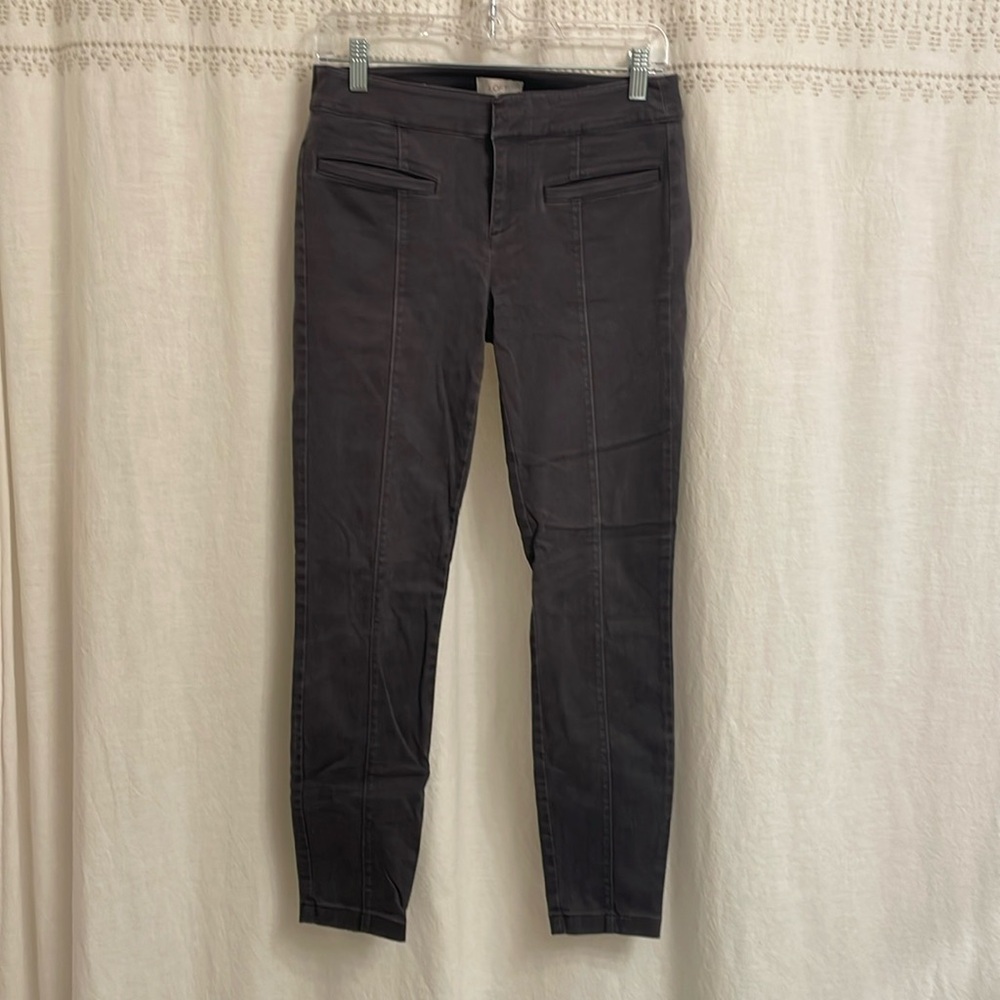 LOFT Brushed Cotton Skinny Ankle Pant - Size 0 - Charcoal Grey